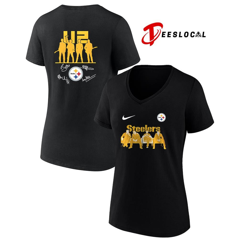 Pittsburgh Steelers x U2 band signature silhouette shirt ]Pittsburgh Steelers x U2 band signature silhouette shirt