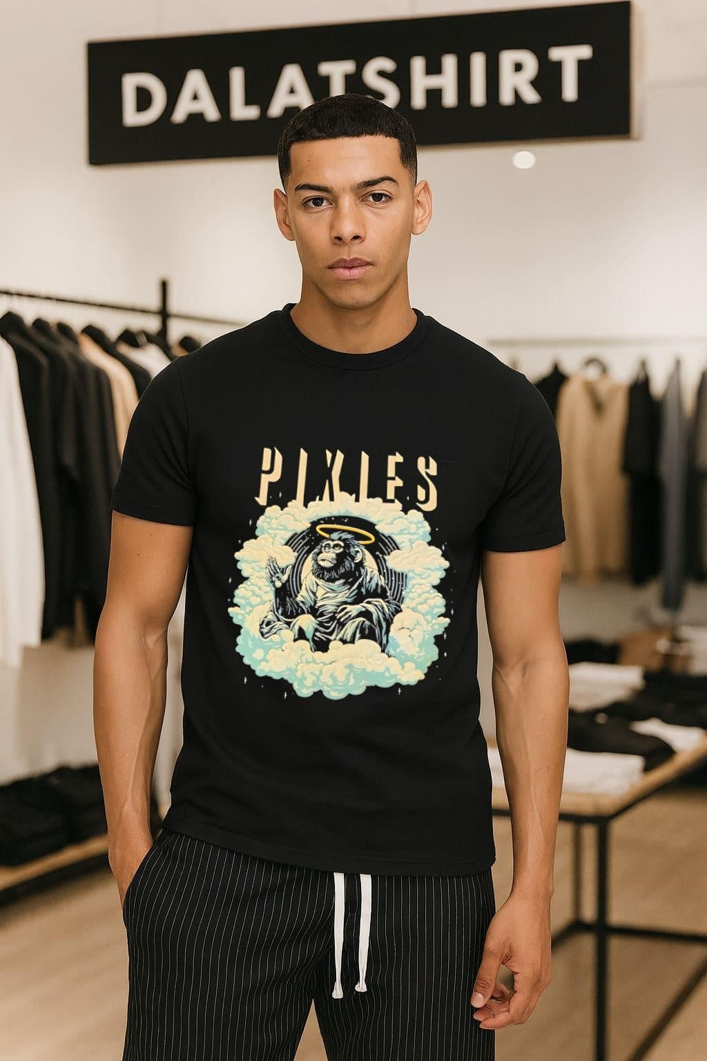 Pixies Monkey with Halo Saint Monkey Cloud Indie Rock Music shirt