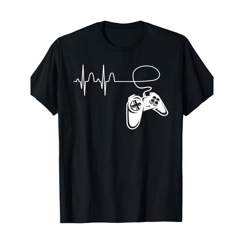 Player Heartbeat ECG - Game Controller Video game 100% cotton T-shirt Made in USA Hoodie, Sweatshirt | TeeBloomCo.com
