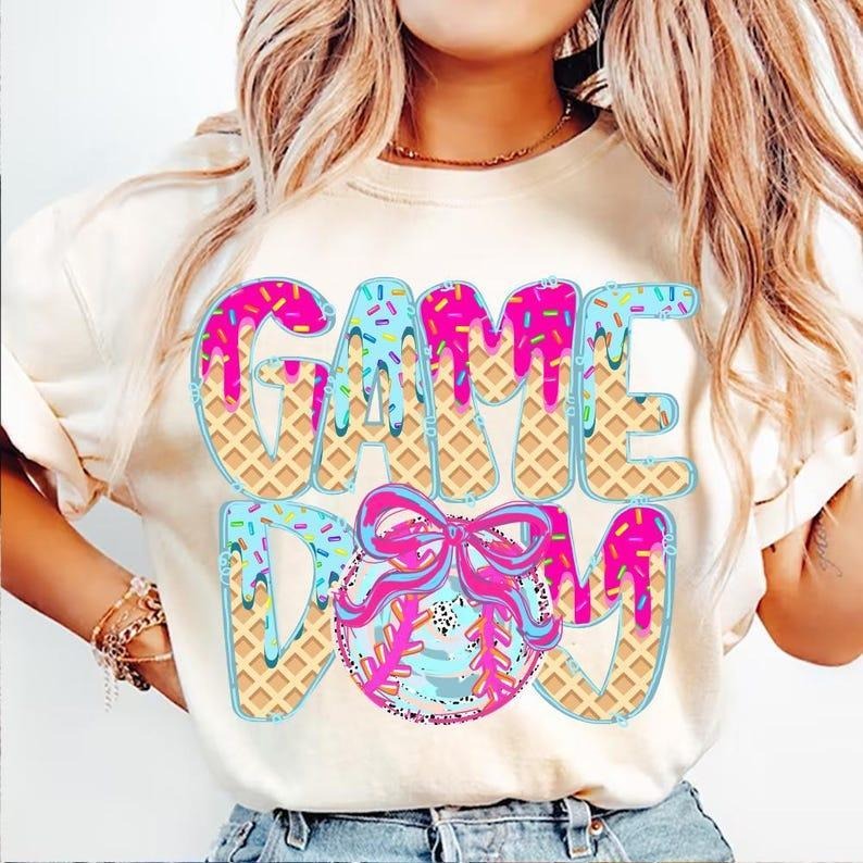 Playful Baseball Drip Tee tshirt, Retro Ice Cream tshirt, Mom Life Outfit, favorite shirts Hoodie, Sweatshirt