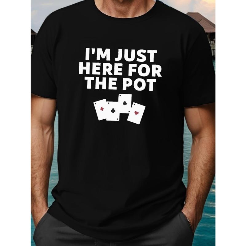 Plus Size Men's Vibrant Poker Print T-Shirt