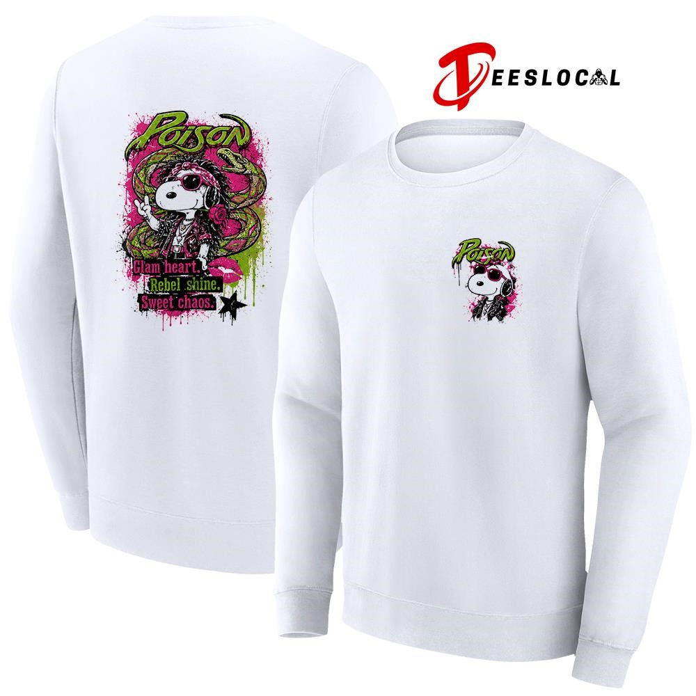 Poison x Peanuts Snoopy glam heart rebel shine sweet chaos shirt