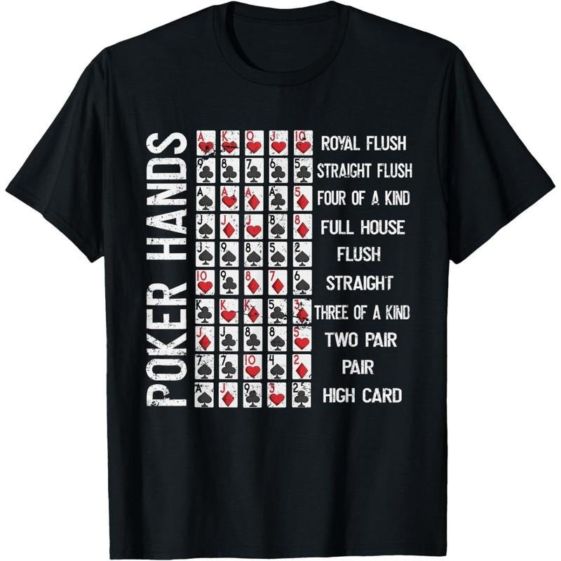 Poker Hands Cheat Sheet Card Casino Games Funny Player Gift T-Shirt made in usa Hoodie, Sweatshirt | TeeBloomCo.com