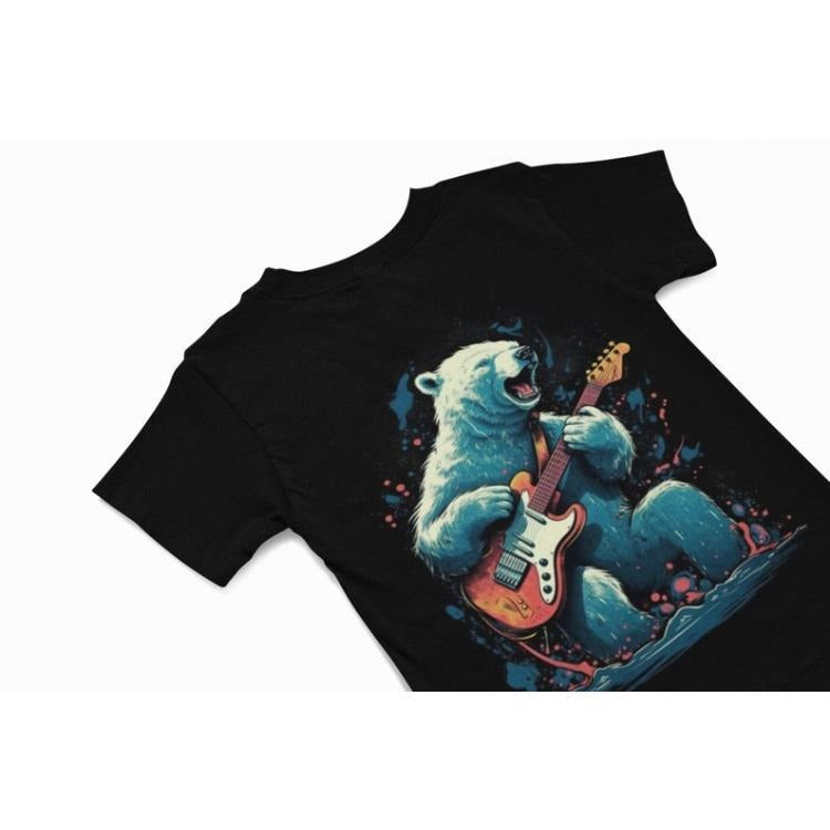 Polar Bear t shirt - Polar Bear playing the guitar T Shirts - Unisex animal Graphic Shirt - Bear lover Gift - Music Gift