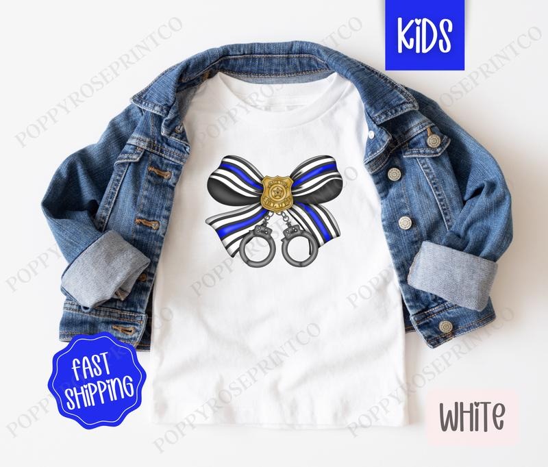 Police Coquette Bow Kids Shirt - Children's Tshirt - Cute Youth Tee Gildan Hoodie, Sweatshirt | TeeBloomCo.com