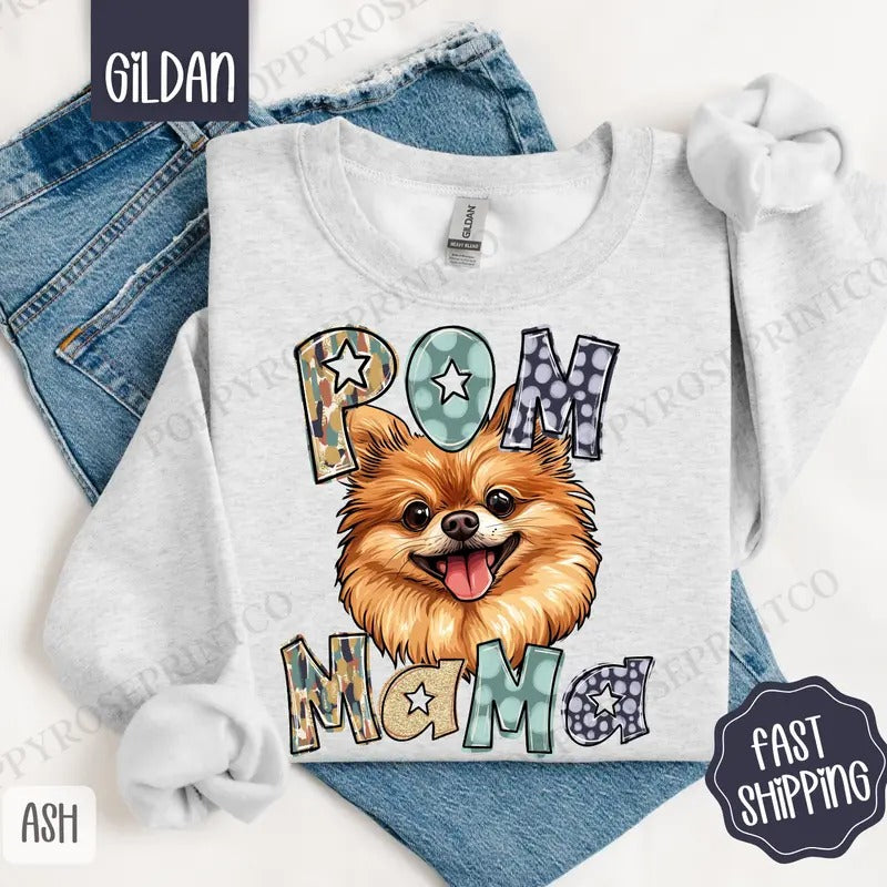 Pomeranian Mama Sweatshirt, Pom Mama Women's Crewneck, Cute Dog Mom Women's Sweatshirt T-Shirts, Hoodie | TeeBloomCo.com