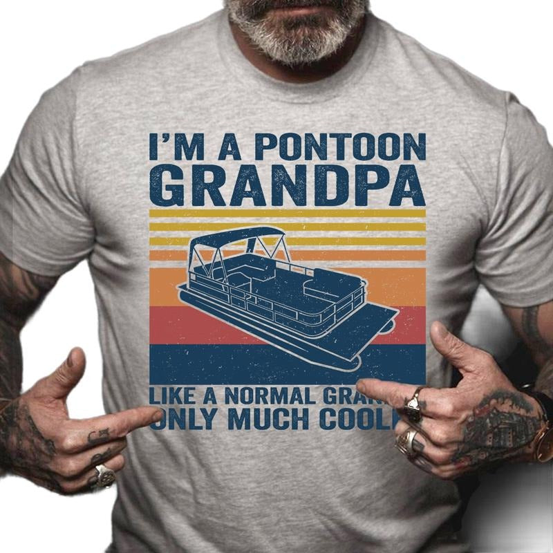 Pontoon Grandpa Shirt, Funny Sailing Gift Shirt For Grandfather, Boating Grandad T Shirt, Boater humorous happy Fathers...