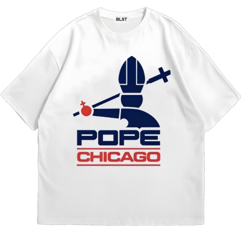 Pope Chicago T-Shirt Graphic Design Cotton Unisex Cozy Graphic T-Shirt for Chilly Days Hoodie, Sweatshirt | TeeBloomCo.com