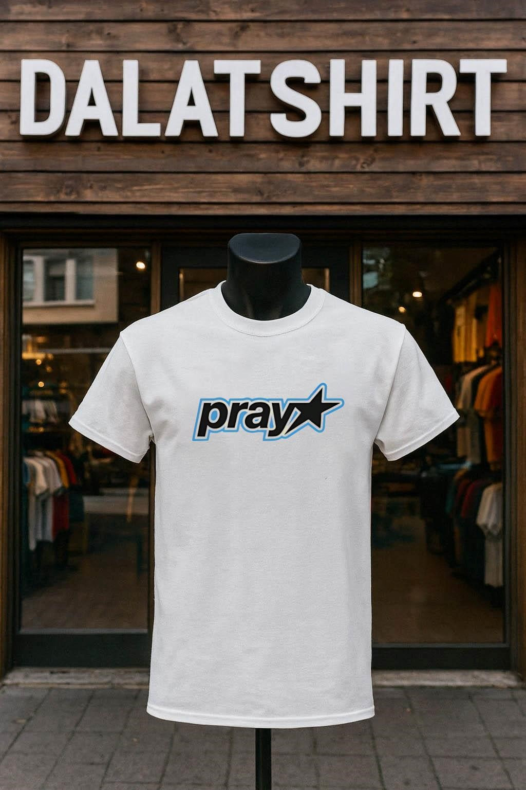 Pray Rockstar Logo Aesthetic Graphic Streetwear Design shirt