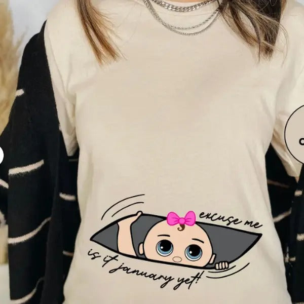Pregnancy Announcement Shirt - Custom Maternity Shirt, Unisex Fit, Casual Style, Long Sleeve, 50% Cotton & 50% Polyester,...