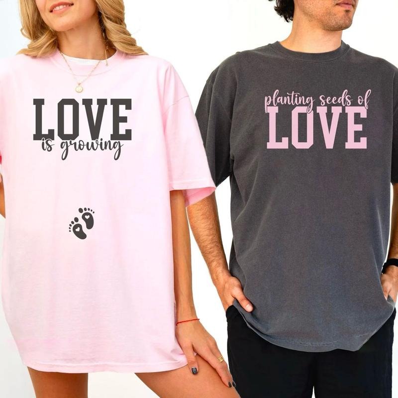 Pregnancy Announcement Shirt Comfort Colors, Couples Matching Valentines Day Baby Reveal Shirt, Maternity Tee, Mother To...