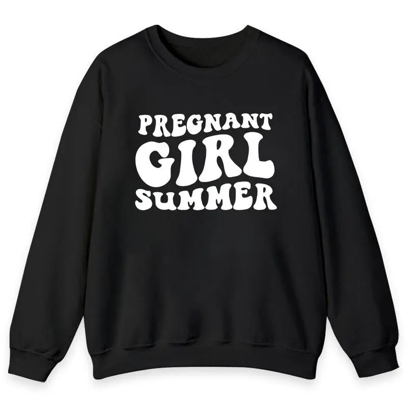 Pregnant Girl Summer Shirt, Mom to Be Shirt,  Announcement, Pregnancy Reveal, Funny Gift for New Mom Hoodie and Sweater;...