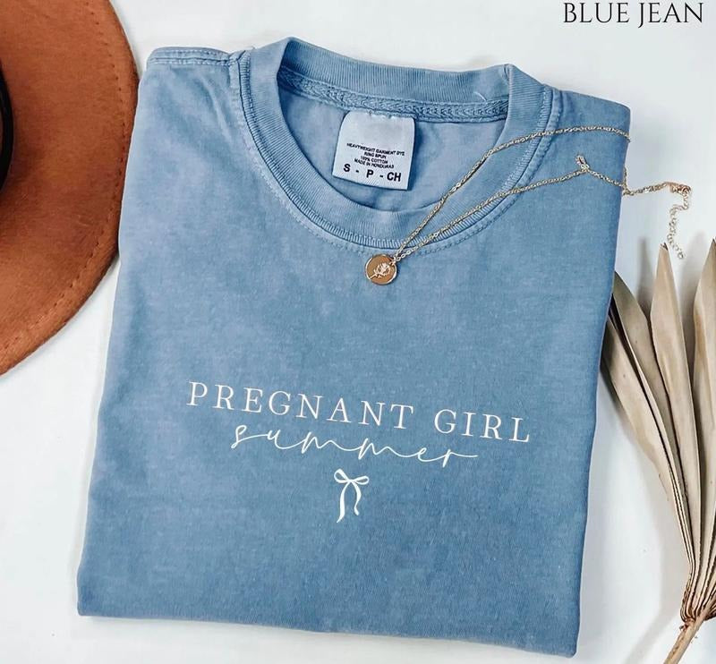 Pregnant Girl Summer Shirt, Pregnancy Reveal T-Shirt, Baby Shower Sweatshirt, Pregnancy Announcement Tee, Gender Reveal...