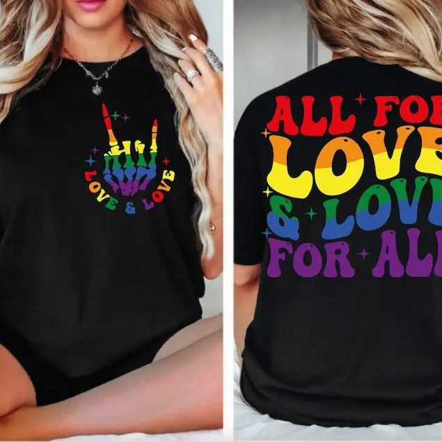 Premium  All For Love And Love For All, Pride Ally,Gay Pride sweatshirt T-Shirts, Hoodie | TeeBloomCo.com