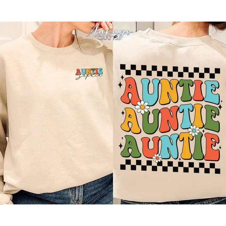 Premium  Custom Auntie Sweatshirt, Aunt Shirt, Baby Shower Gift, Baby Announcement Gift, Auntie Gift, Baby Reveal, Gift...