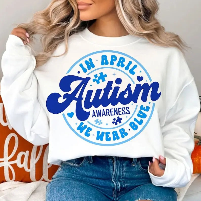 Premium  In April We Wear Blue shirt Hoodie, Sweatshirt | TeeBloomCo.com