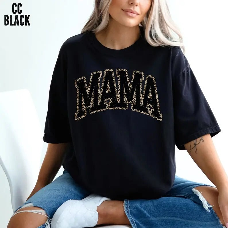 Premium  Leopard Mama T-Shirt, Cute Mama T-Shirt, New Mom Gift, Pregnancy Reveal T-shirt, Mother's Day Gift, Mom Life...