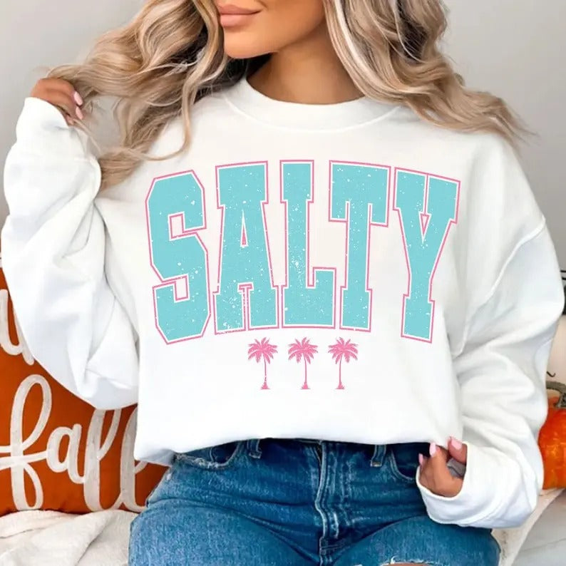 Premium  Salty , Retro Summer , Summer Shirt , Summer , Summer Sweatshirt Hoodie | TeeBloomCo.com