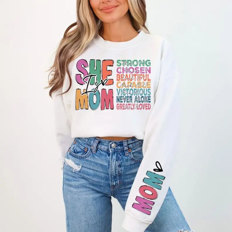 Premium  She is Mom , Retro Mother , Blessed Mom , Mom Shirt, Mom Life shirt Hoodie, Sweatshirt | TeeBloomCo.com