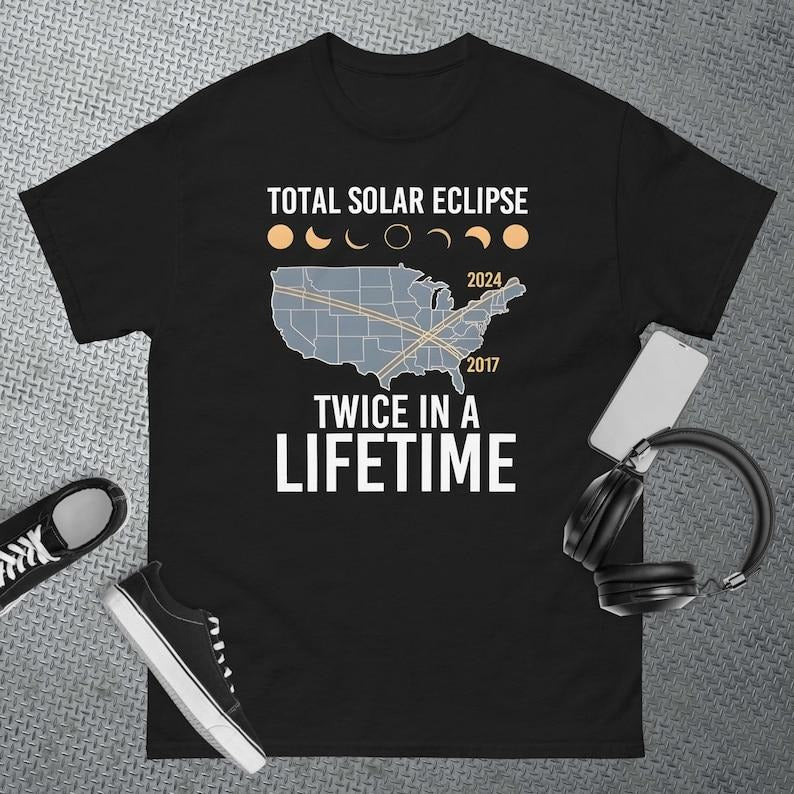 Premium  Twice In A Lifetime Solar Eclipse Shirt 2024 Total Eclipse T-Shirt Hoodie, Sweatshirt | TeeBloomCo.com