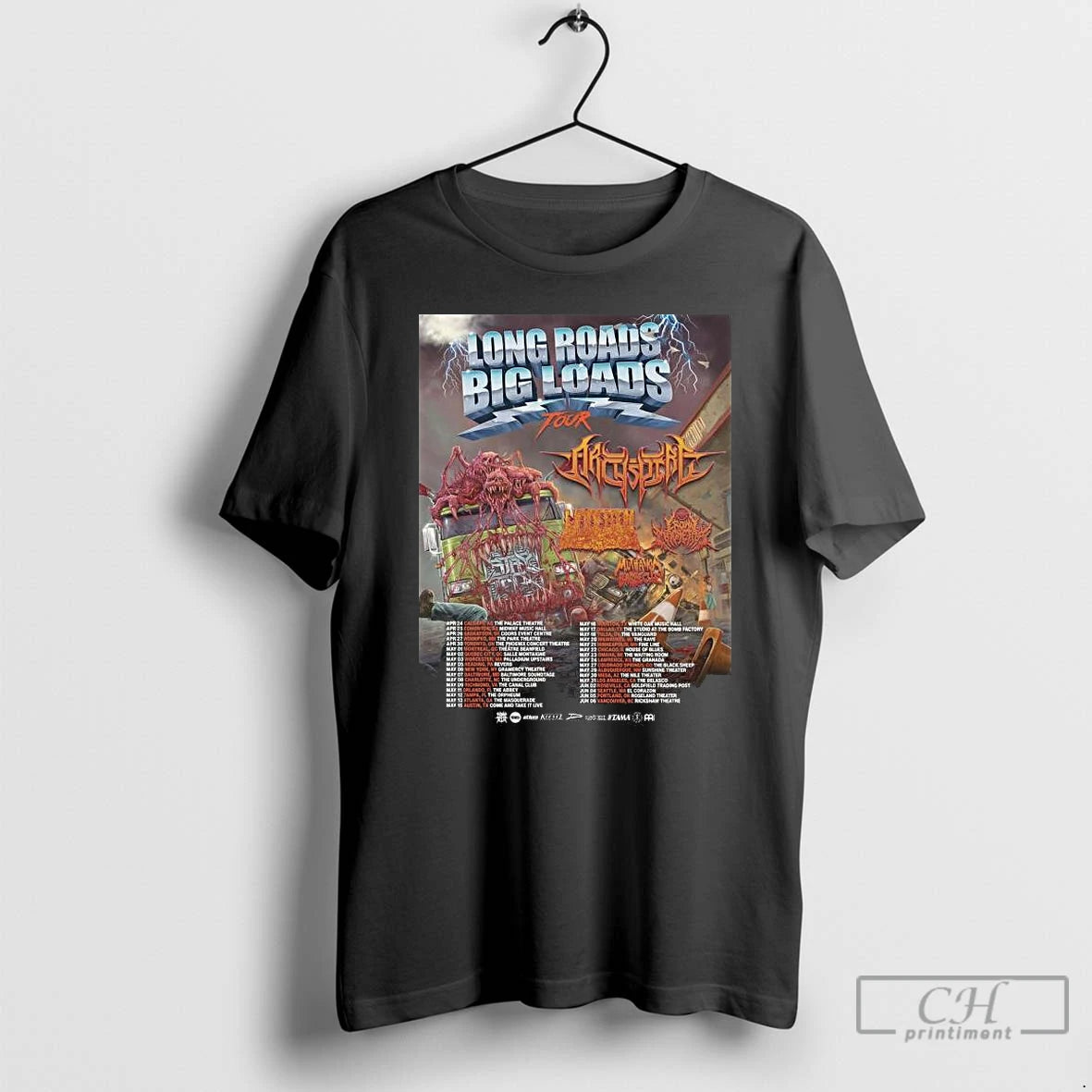 Premium Archspire Long Roads Big Loads Tour 2026 North American T-Shirts, Hoodie, Sweatshirt | TeeBloomCo.com