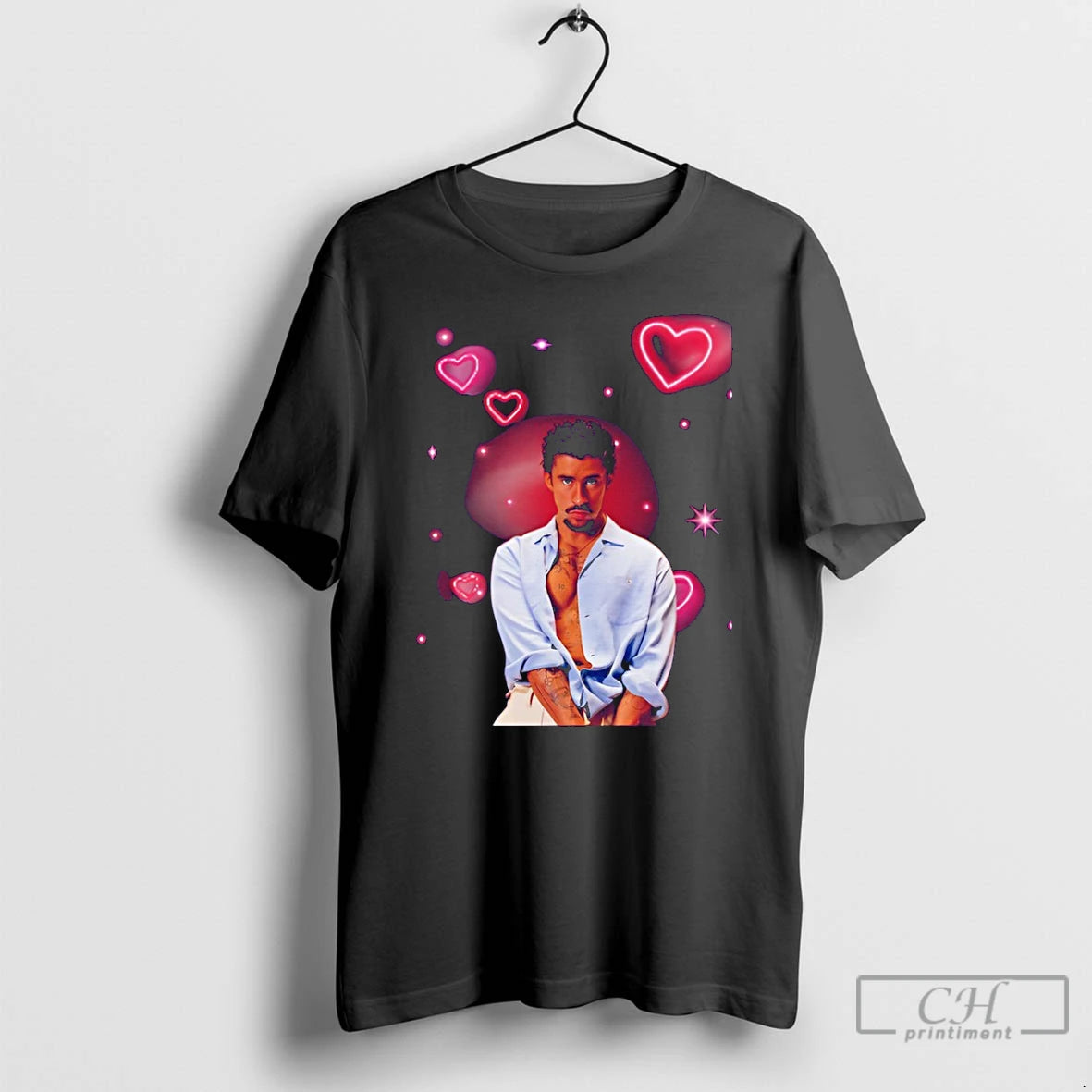 Premium Bad Bunny Benito Portrait Romantic Pink Hearts Graphic T-Shirts, Hoodie, Sweatshirt | TeeBloomCo.com