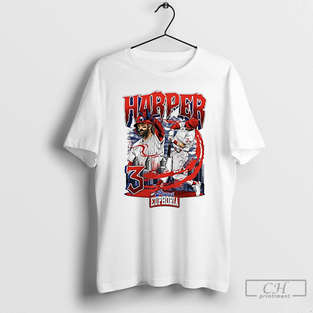 Premium Bryce Harper Philadelphia Phillies Player Swing City Skyline T-Shirts, Hoodie, Sweatshirt | TeeBloomCo.com