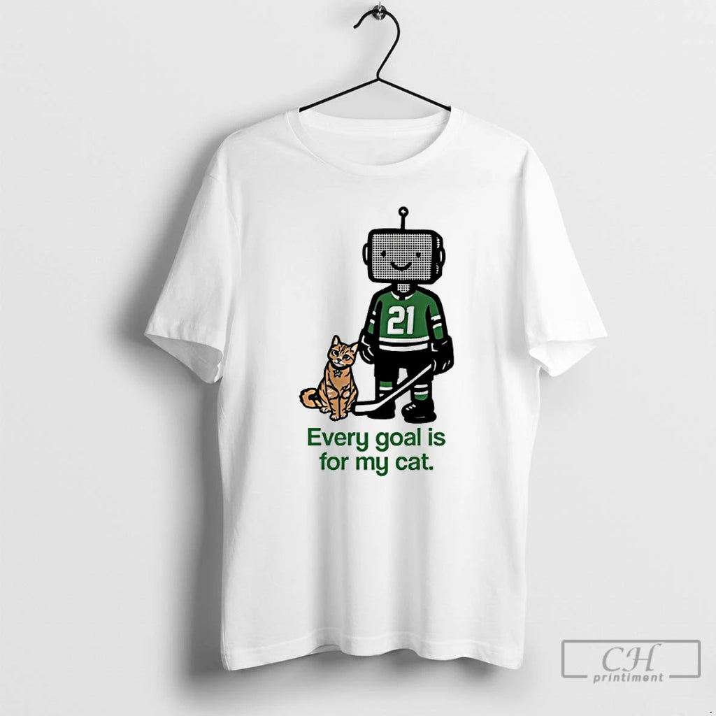 Premium Dallas Stars Jason Robertson Every Goal Is For My Cat T-Shirts, Hoodie, Sweatshirt | TeeBloomCo.com
