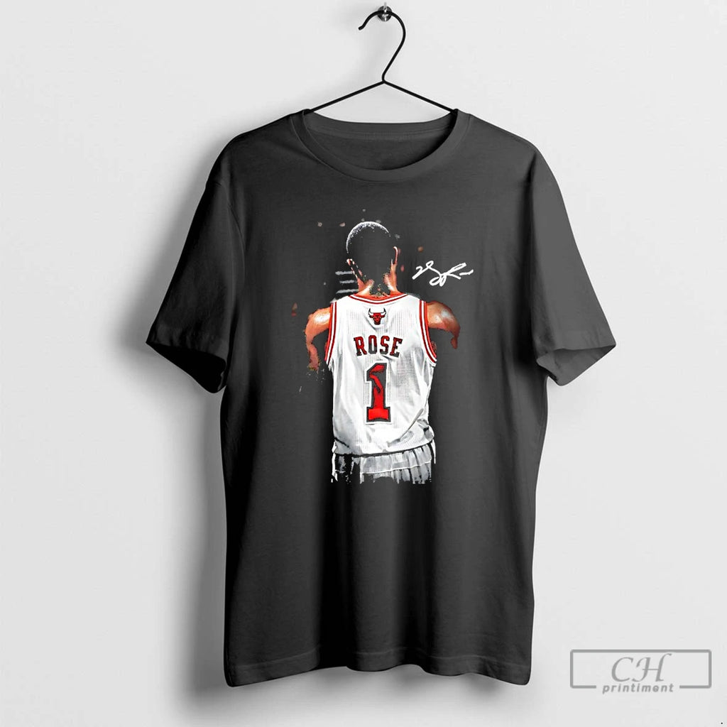 Premium Derrick Rose Chicago Bulls Number 1 Player Basketball Signature T-Shirts, Hoodie, Sweatshirt | TeeBloomCo.com