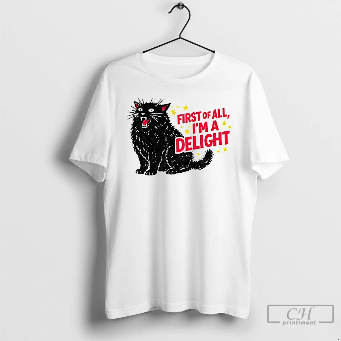 Premium Fierce Black Cat First Of All Im A Delight T-Shirts, Hoodie, Sweatshirt | TeeBloomCo.com