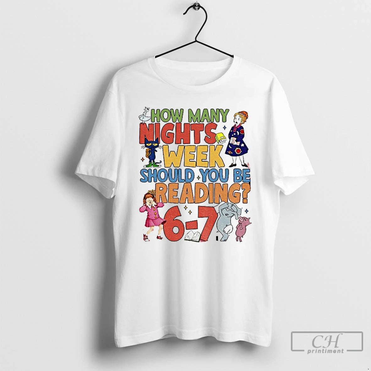 Premium How Many Nights A Week Should You Be Reading 6 7 Childrens Books T-Shirts, Hoodie, Sweatshirt | TeeBloomCo.com