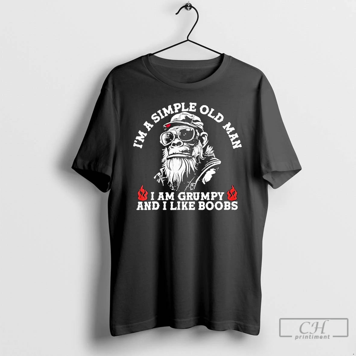 Premium Im A Simple Old Man I Am Grumpy And I Like Boobs Monkey T-Shirts, Hoodie, Sweatshirt | TeeBloomCo.com