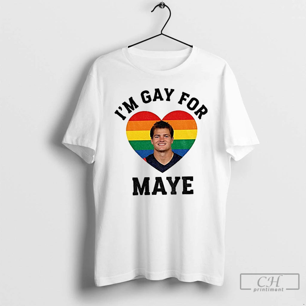 Premium Im Gay For Maye New England Football Lgbt Colorful Heart T-Shirts, Hoodie, Sweatshirt | TeeBloomCo.com