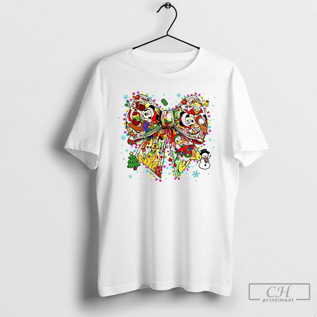 Premium Mouse And Friends Christmas Coquette Bow Merry Christmas 2025 T Shirts
