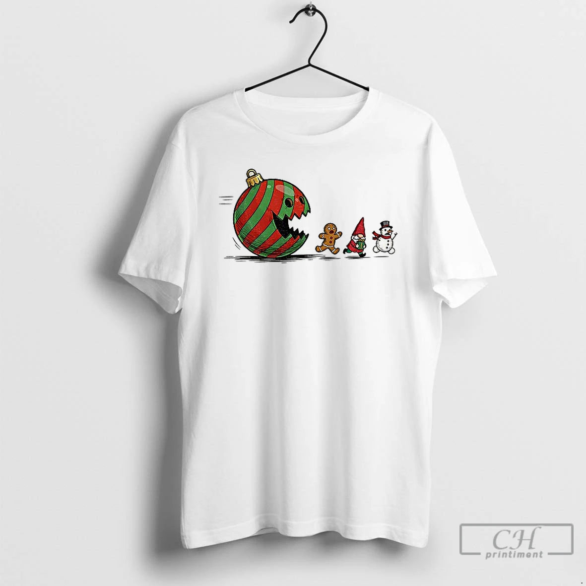 Premium Pac Man Gingerbread Gnome Snowman Santa Merry Christmas T-Shirts, Hoodie, Sweatshirt | TeeBloomCo.com