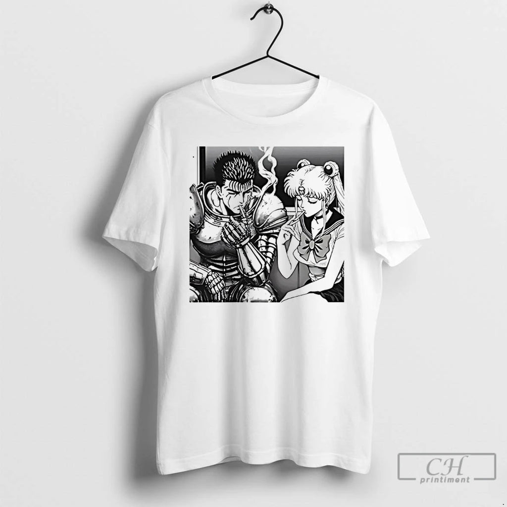 Premium Sailor Moon X Berserk Smoking Anime Graphic T-Shirts, Hoodie, Sweatshirt | TeeBloomCo.com
