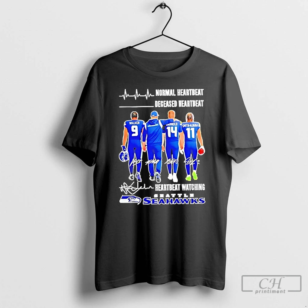 Premium Seahawks Normal Heartbeat Deceased Heartbeat Signatures T-Shirts, Hoodie, Sweatshirt | TeeBloomCo.com