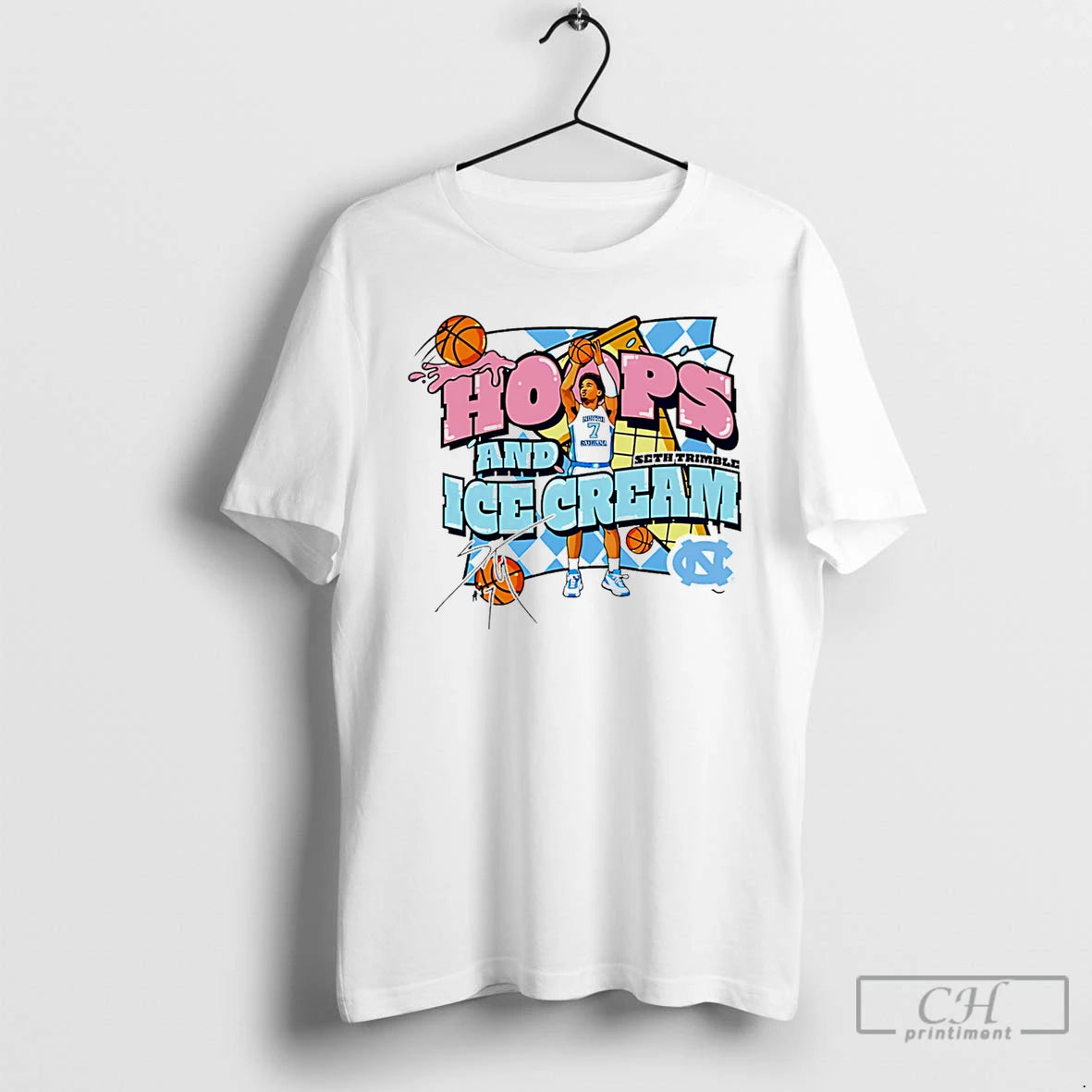 Premium Seth Trimble North Carolina Tar Heels Hoops And Ice Cream T-Shirts, Hoodie, Sweatshirt | TeeBloomCo.com