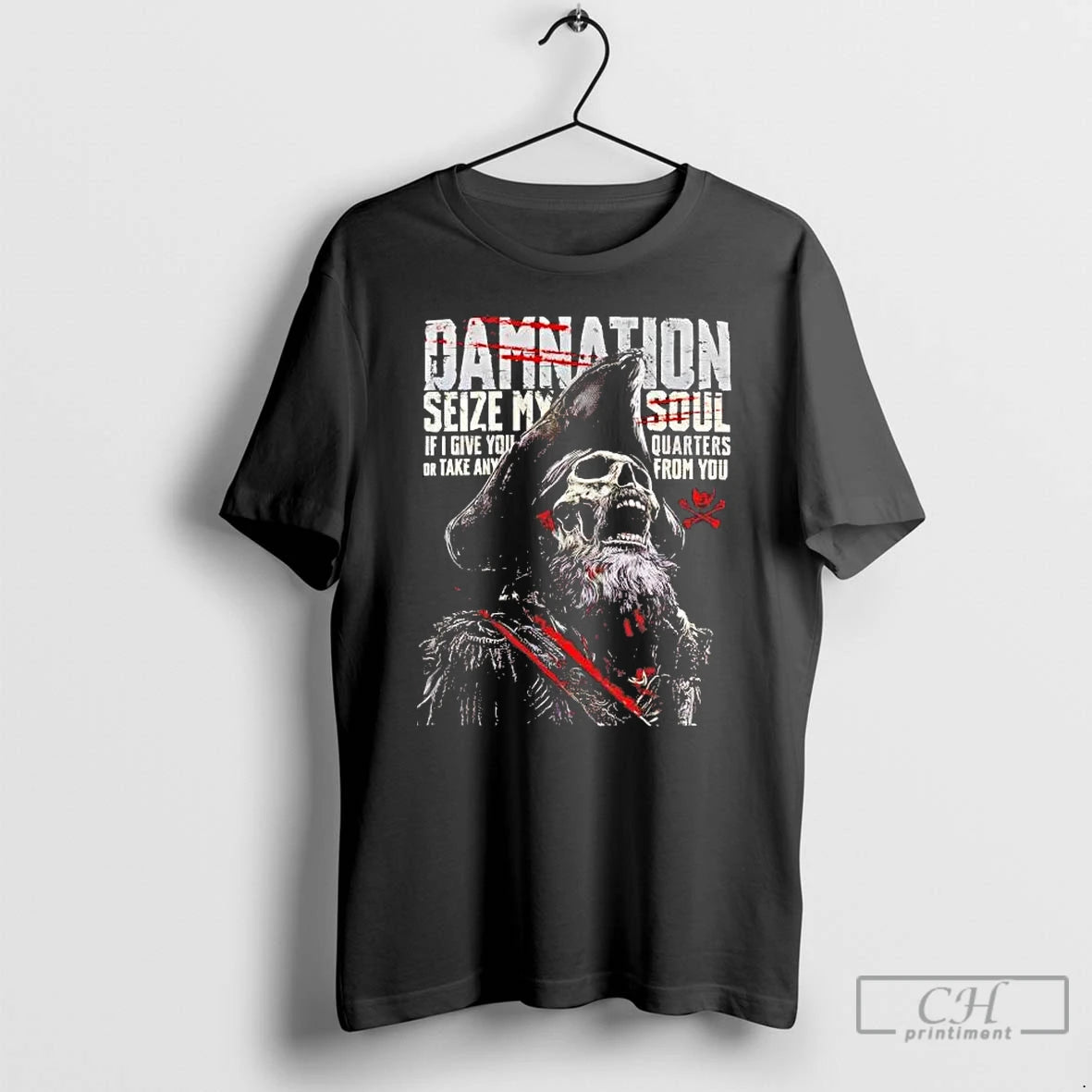 Premium Skeleton Damnation Seize My Soul If I Give You Quarters T-Shirts, Hoodie, Sweatshirt | TeeBloomCo.com