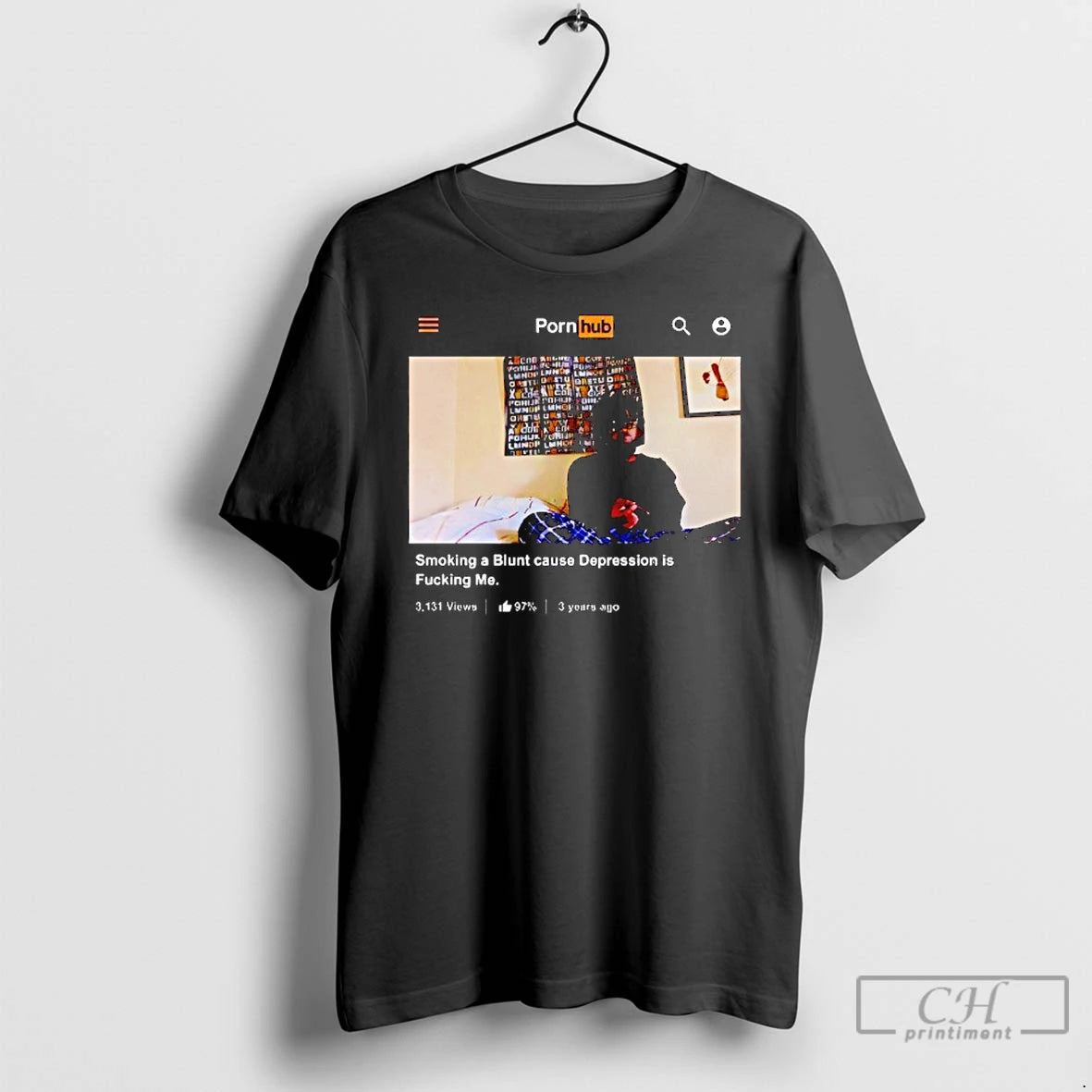 Premium Smoking A Blunt Cause Depression Is Fucking Me Pornhub T-Shirts, Hoodie, Sweatshirt | TeeBloomCo.com