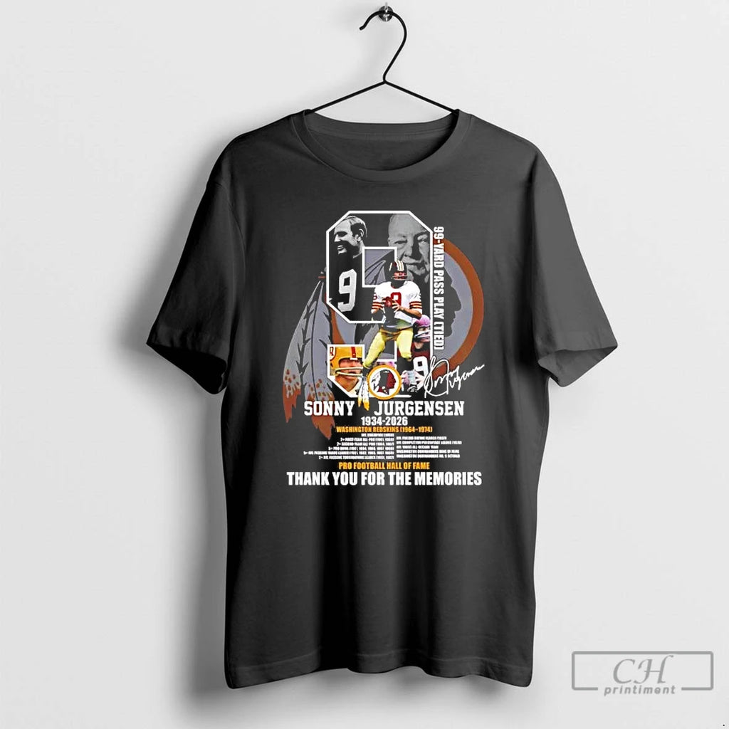 Premium Sonny Jurgensen 1934 2026 Pro Football Hall Of Fame Signature Tee T Shirts Sweater Hoodie, Sweatshirt