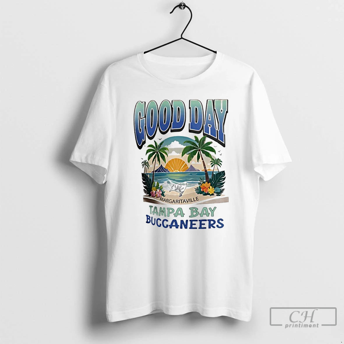Premium Tampa Bay Buccaneers Margaritaville Coral Good Day T-Shirts, Hoodie, Sweatshirt | TeeBloomCo.com