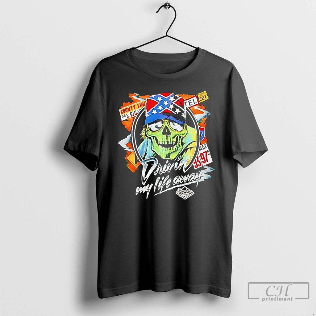 Premium Thelma Louise Driving My Life Away Skull T-Shirts, Hoodie, Sweatshirt | TeeBloomCo.com
