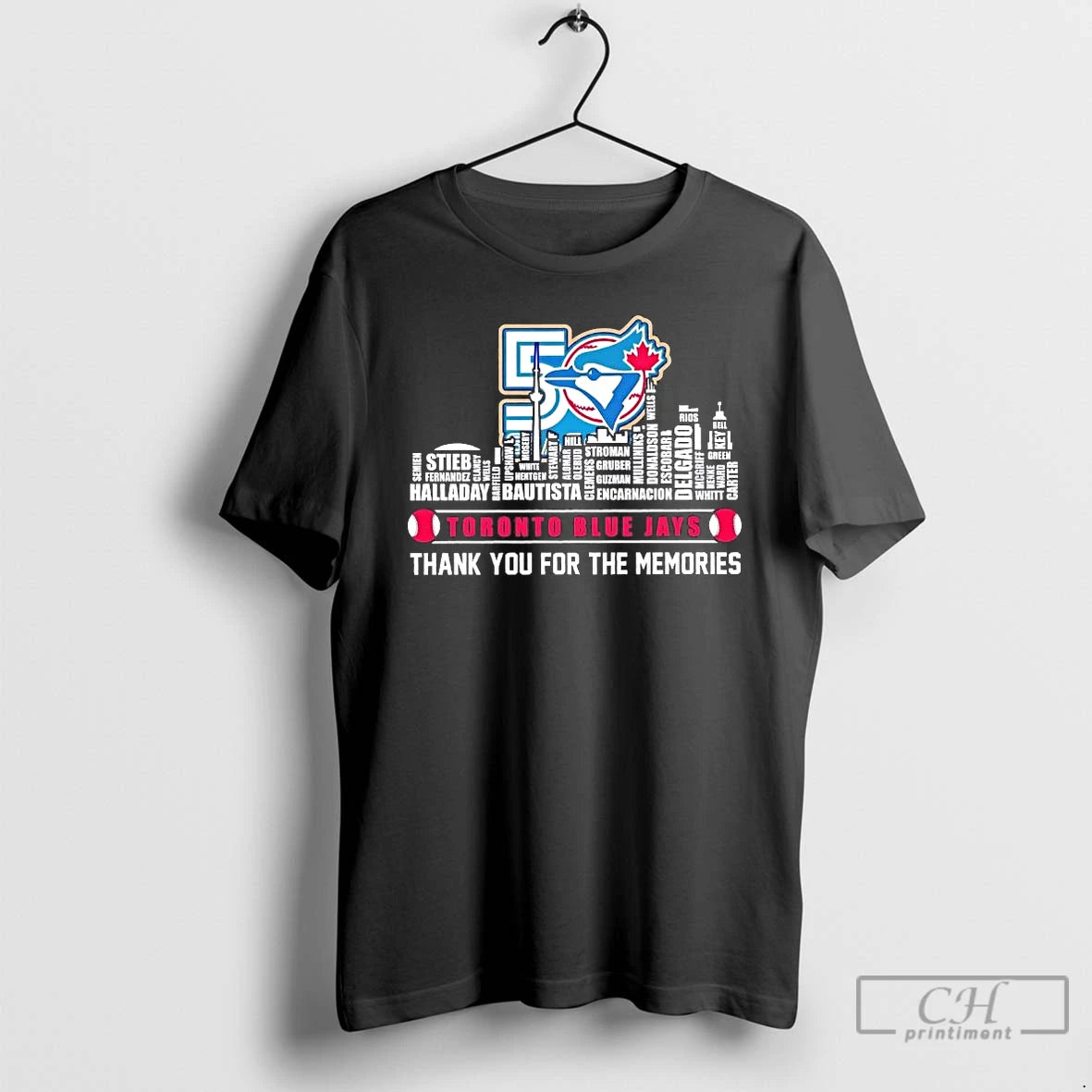 Premium Toronto Blue Jays 50th Anniversary Players Names City Skyline Tee Hoodie, Sweatshirt | TeeBloomCo.com