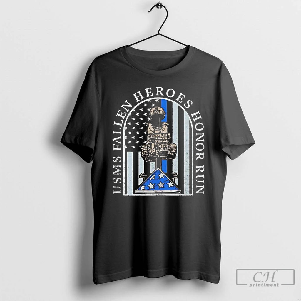 Premium Usms Fallen Heroes Honor Run Flag T-Shirts, Hoodie, Sweatshirt | TeeBloomCo.com