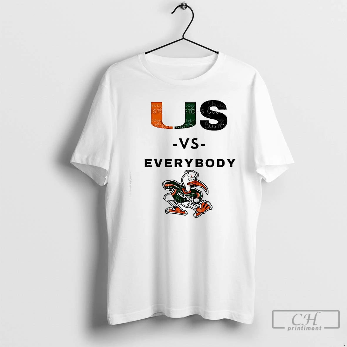 Premium University Of Miami Football Us Vs Everybody T-Shirts, Hoodie, Sweatshirt | TeeBloomCo.com
