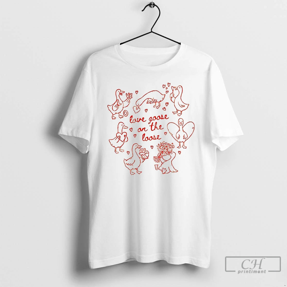 Premium Valentine Goose Love Goose On The Loose T-Shirts, Hoodie, Sweatshirt | TeeBloomCo.com