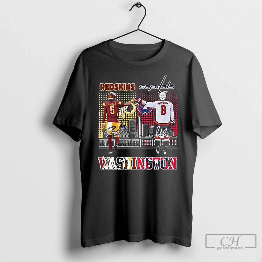 Premium Washington Redskins And Capitals City Of Champions Signatures Long Sleve T Shirts