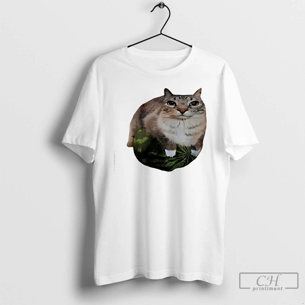 Premium Watermelon Cat Silly Meme T-Shirts, Hoodie, Sweatshirt | TeeBloomCo.com