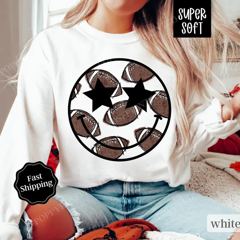 Preppy Football Sweatshirt, Game Day Football Crewneck, Womens Sweatshirt, Fall Sweater T-Shirts, Hoodie | TeeBloomCo.com